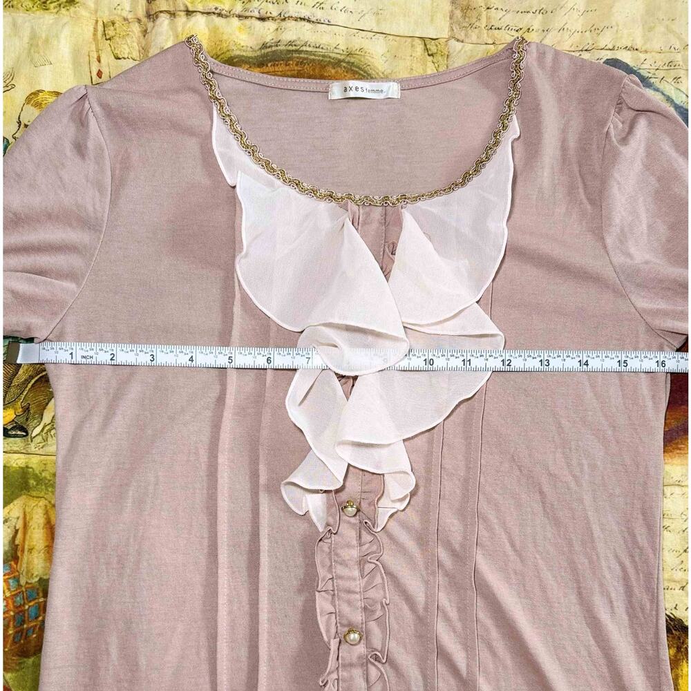 Axes Femme Ruffle Blouse Classical Rose Skirt Set Himekaji Coquette Shoujo Girl - Picture 10 of 16